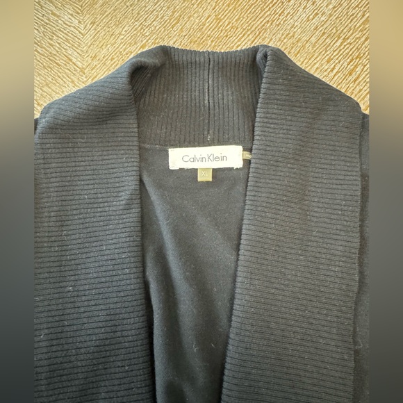 Calvin Klein Open Front Bolero Cropped Cardigan Black 3/4 Sleeve Silk Blend XL - Picture 2 of 5